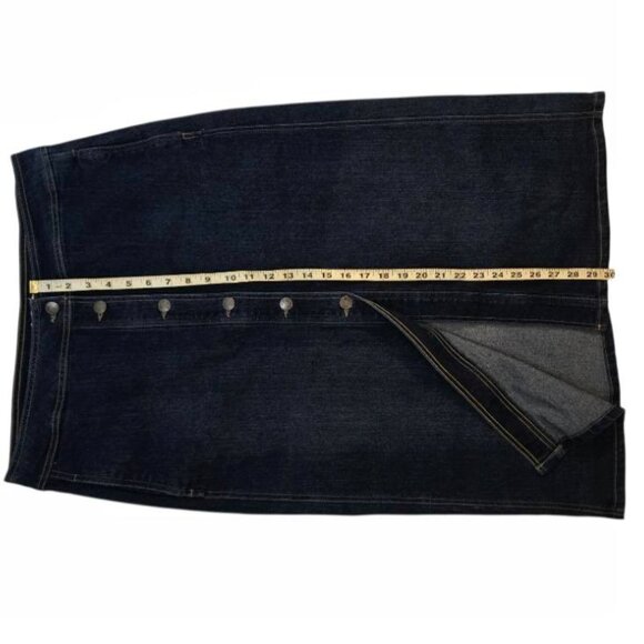 Per Se Classic Button Front Midi Denim Skirt 10 - Picture 6 of 7